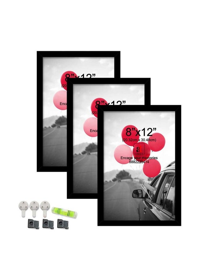 Art Street Art Street A4 Document Photo Frame set of 3 Black Photo Frames for Home and Office decoration (Photo Size 8 x 12 Inches)  - Image 1