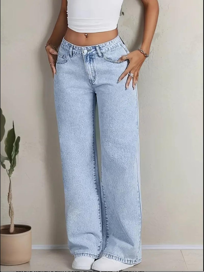 Nifty Women's Denim Stretchable High Waist Light Wash Baggy Jeans (1477_ICE_32_Light_Blue_32) || Back Pocket Bow tie Detail - Image 4