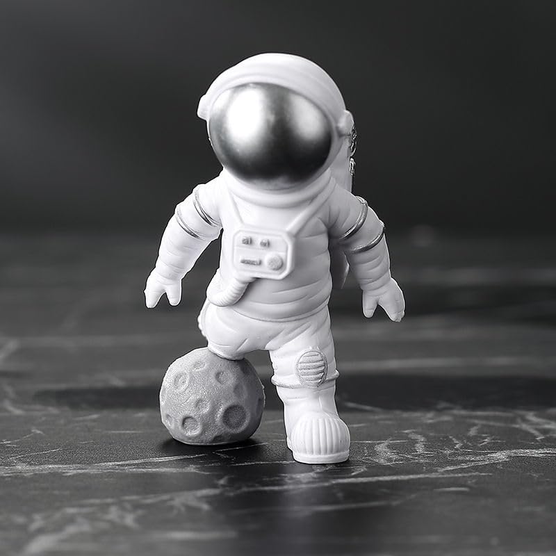 Ni-JASW Silver White Astronaut Statues Set of 4, Spaceman Sculptures Figurines Space Theme Decor for Room Shelf Desk Cake Toppers - Image 5