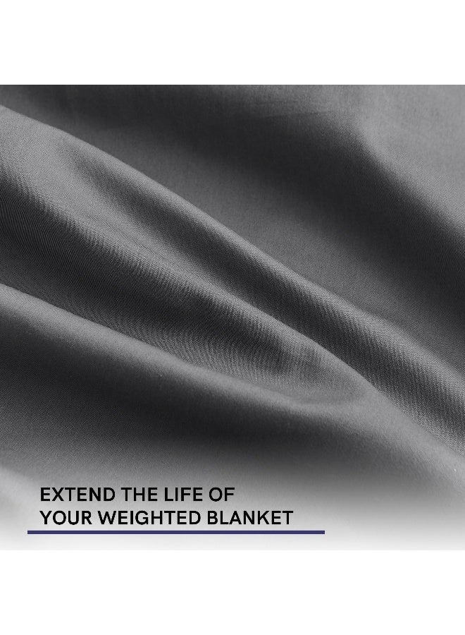 YnM Exclusive Cotton Duvet Cover for Weighted Blankets with 16 Strings (Dark Grey, 48"x72") - Image 4