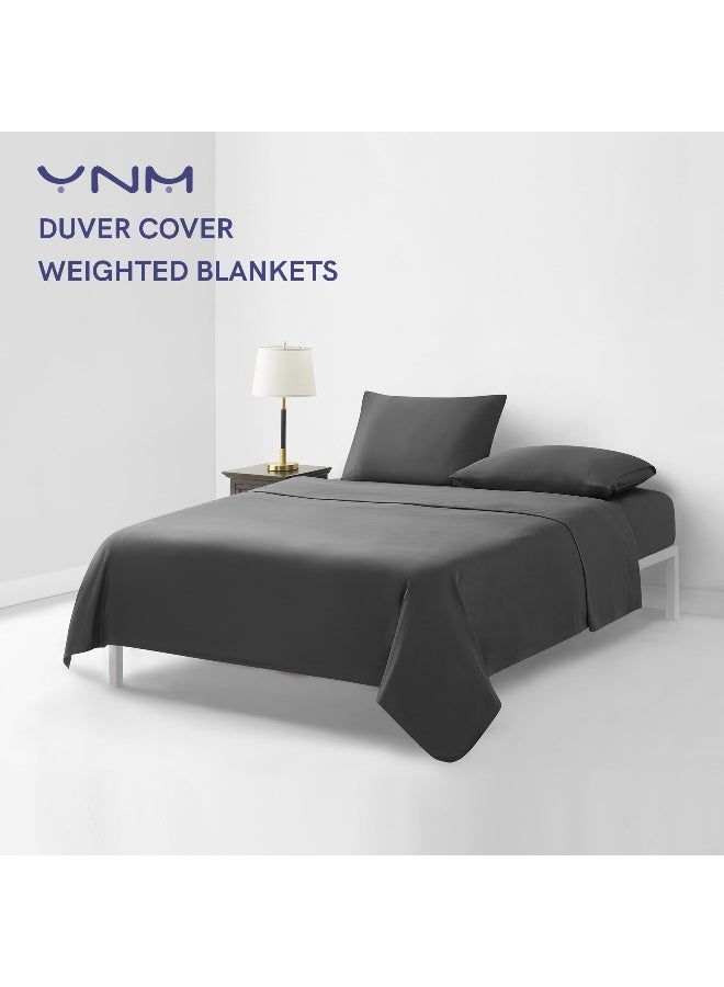 YnM Exclusive Cotton Duvet Cover for Weighted Blankets with 16 Strings (Dark Grey, 48"x72") - Image 2