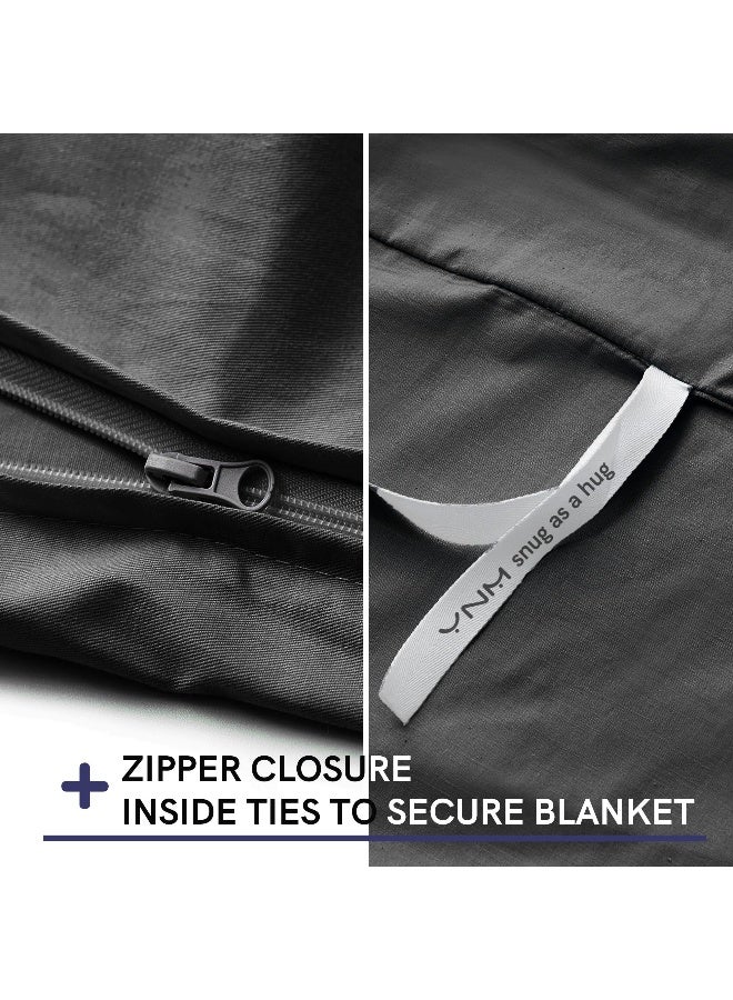YnM Exclusive Cotton Duvet Cover for Weighted Blankets with 16 Strings (Dark Grey, 48"x72") - Image 3