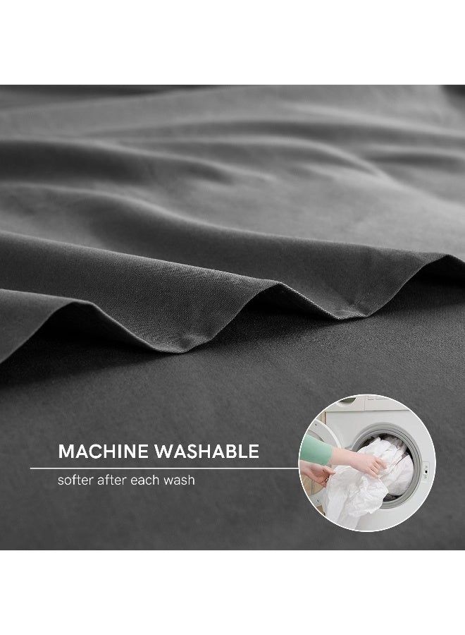 YnM Exclusive Cotton Duvet Cover for Weighted Blankets with 16 Strings (Dark Grey, 48"x72") - Image 5