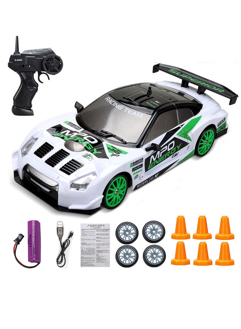 RC Drift Car, Mini RC Drift Car for Adults, 1:24 RC High-Speed ​​Racing Car, 2.4GHz 4WD Racing Enthusiast Toy Car with Headlight, Suitable for Boys and Girls and Adult Gifts (White Graffiti)  - Image 1