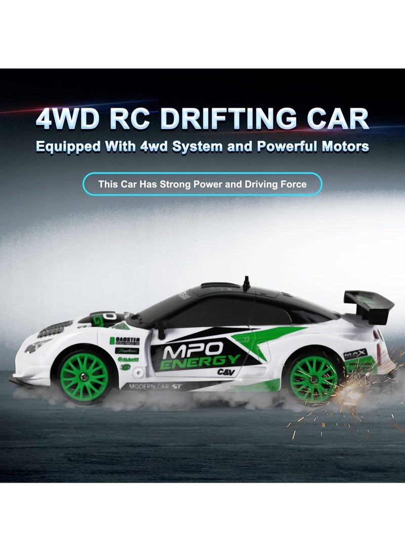 RC Drift Car, Mini RC Drift Car for Adults, 1:24 RC High-Speed ​​Racing Car, 2.4GHz 4WD Racing Enthusiast Toy Car with Headlight, Suitable for Boys and Girls and Adult Gifts (White Graffiti)  - Image 3