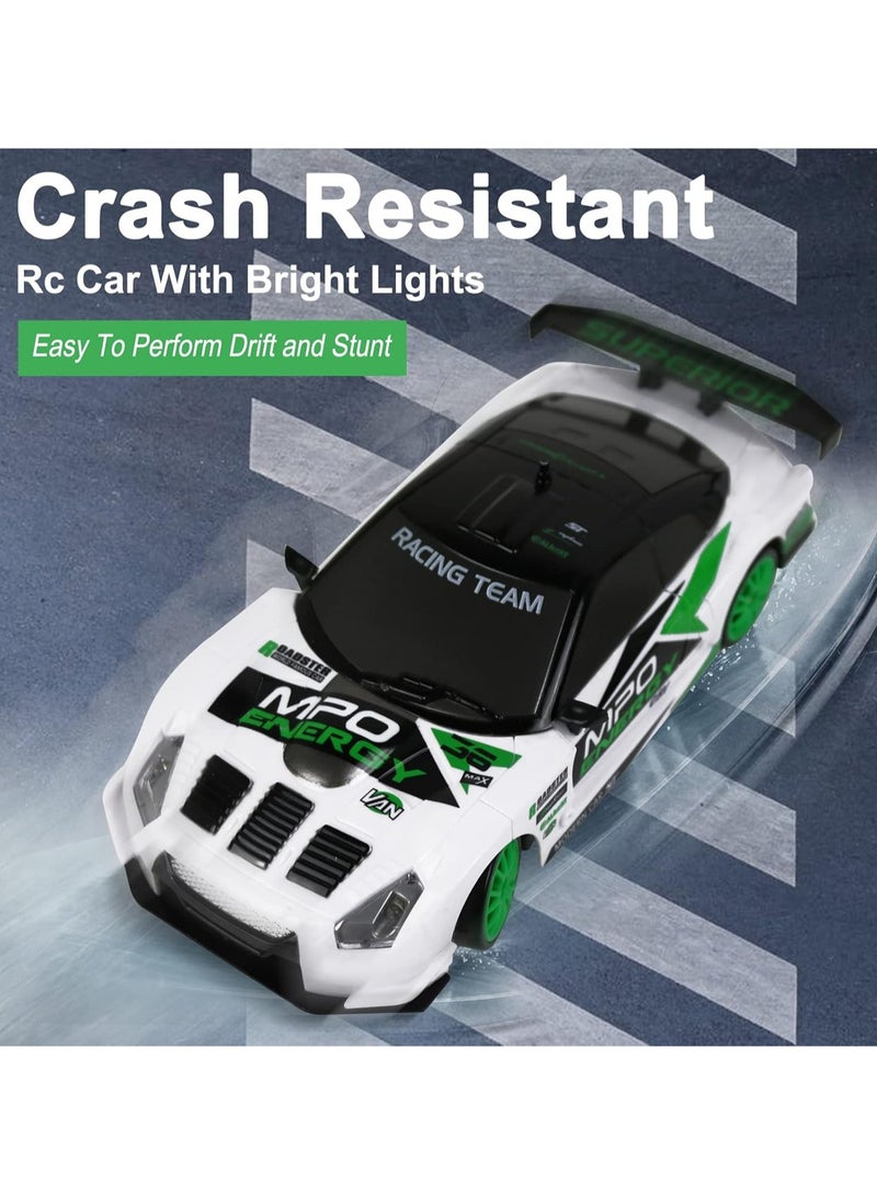 RC Drift Car, Mini RC Drift Car for Adults, 1:24 RC High-Speed ​​Racing Car, 2.4GHz 4WD Racing Enthusiast Toy Car with Headlight, Suitable for Boys and Girls and Adult Gifts (White Graffiti)  - Image 4