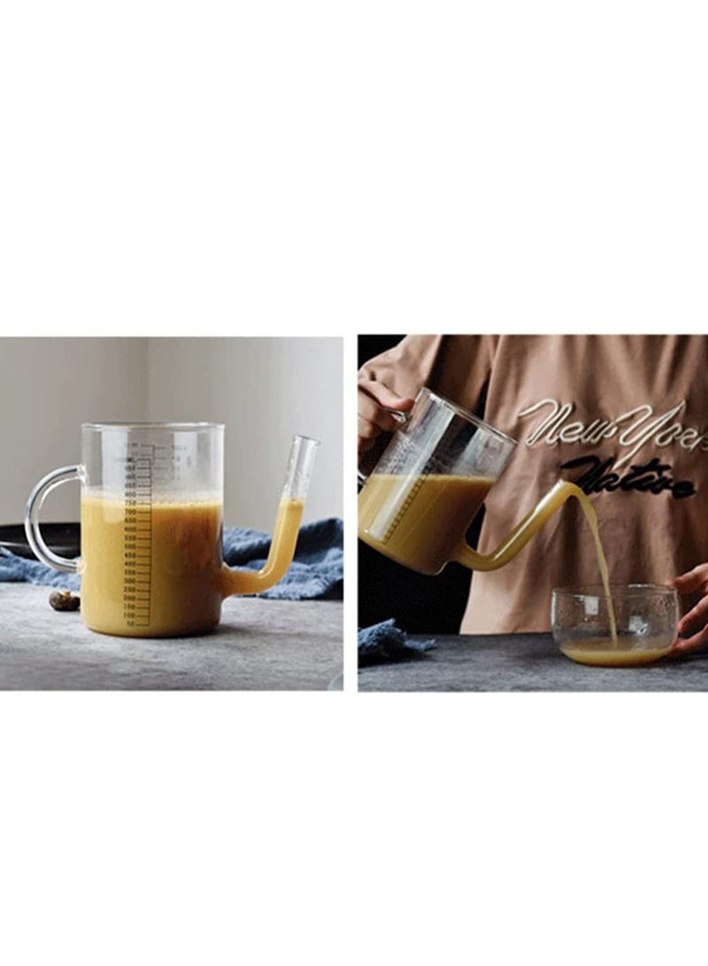 SOLARAE Heat-Resistant Glass Graduated Oil Filter Measuring Cup, Glass Measure Cup, Glass Water Pitcher, Water Pitcher, with Spout Fat Separator, Glass Juice Container (9*19.5*12cm, 500ml) - Image 3