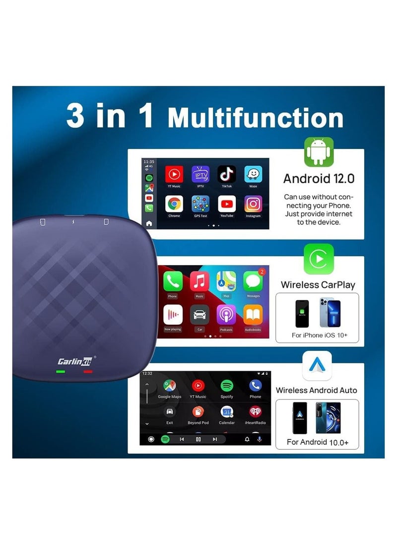 Carlinkit - Android 13.0 Carlinkit CarPlay Ai Box, 4GB + 64GB, Pro Series with Premium Qualcomm 8-cores, Built-in Multimedia 3-in-1 Adapter / Google Play / Android Auto, Only for Cars with OEM Wired CarPlay - Image 1
