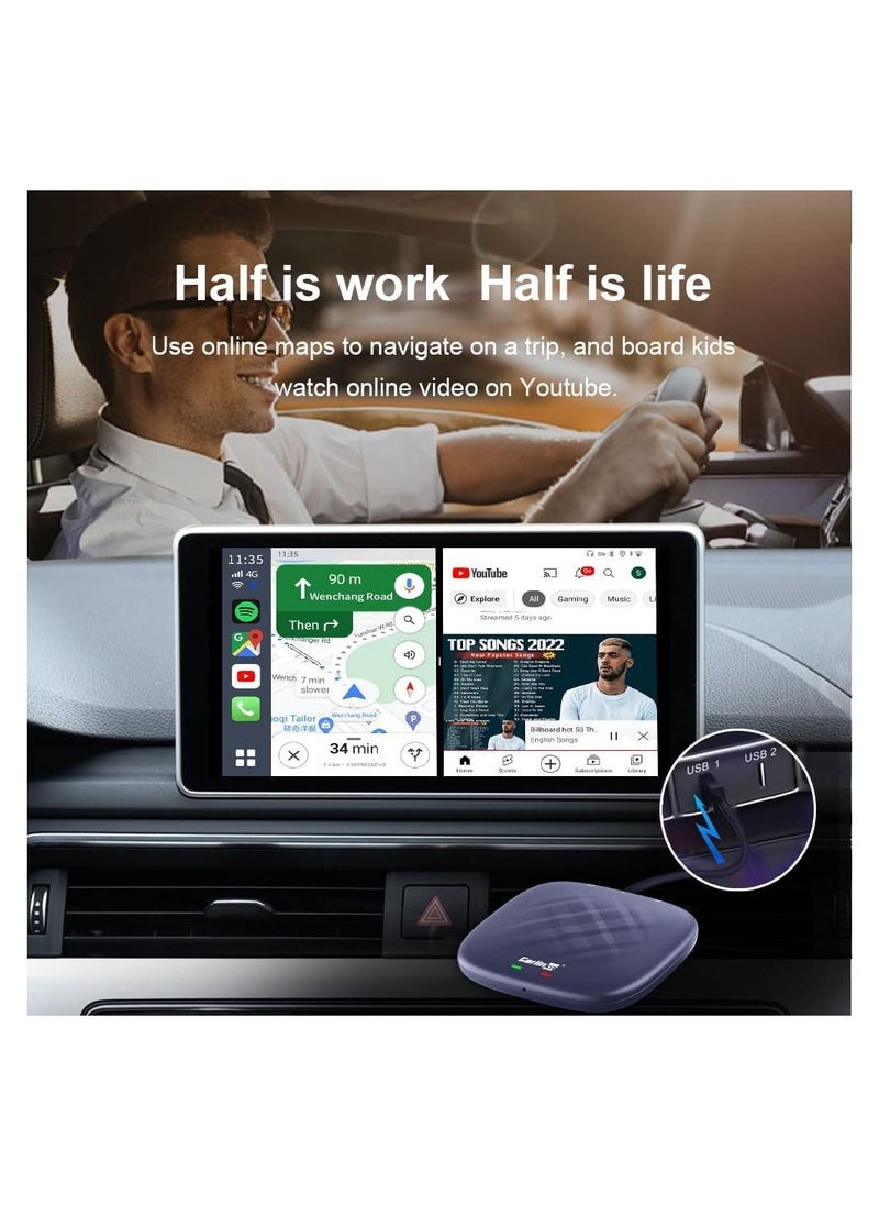 Carlinkit - Android 13.0 Carlinkit CarPlay Ai Box, 4GB + 64GB, Pro Series with Premium Qualcomm 8-cores, Built-in Multimedia 3-in-1 Adapter / Google Play / Android Auto, Only for Cars with OEM Wired CarPlay - Image 1