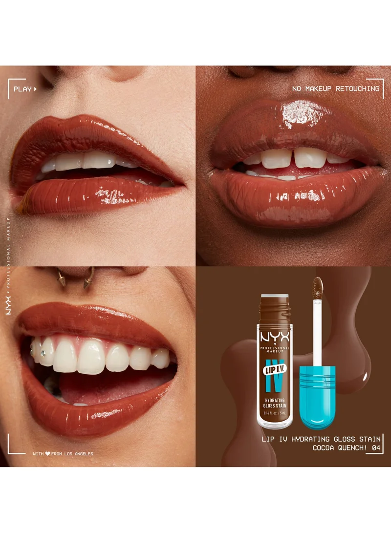 NYX PROFESSIONAL MAKEUP Lip Iv Hydrating Gloss Stain Lip Gloss Up To 12Hr Hydration High Pigment Wet Shine Finish Cocoa Quench!