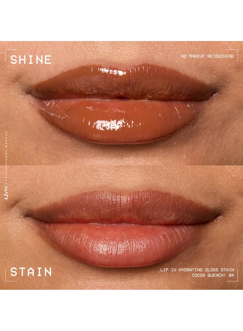 NYX PROFESSIONAL MAKEUP Lip Iv Hydrating Gloss Stain Lip Gloss Up To 12Hr Hydration High Pigment Wet Shine Finish Cocoa Quench!