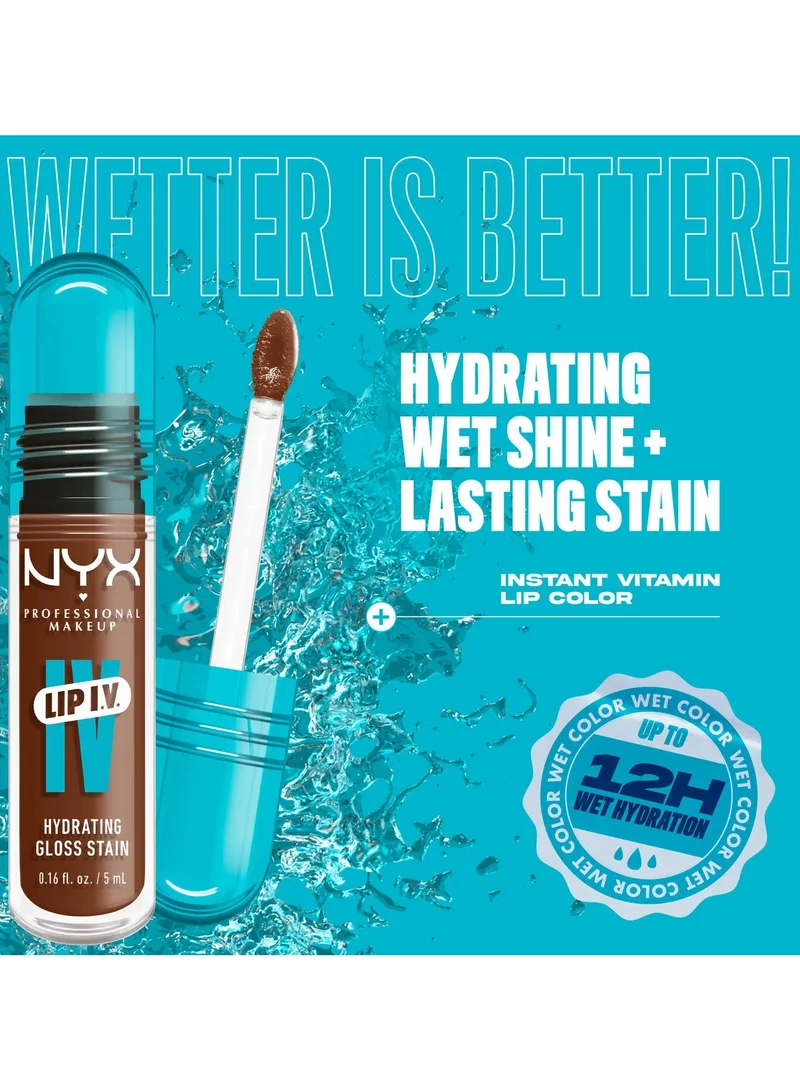 NYX PROFESSIONAL MAKEUP Lip Iv Hydrating Gloss Stain Lip Gloss Up To 12Hr Hydration High Pigment Wet Shine Finish Cocoa Quench!