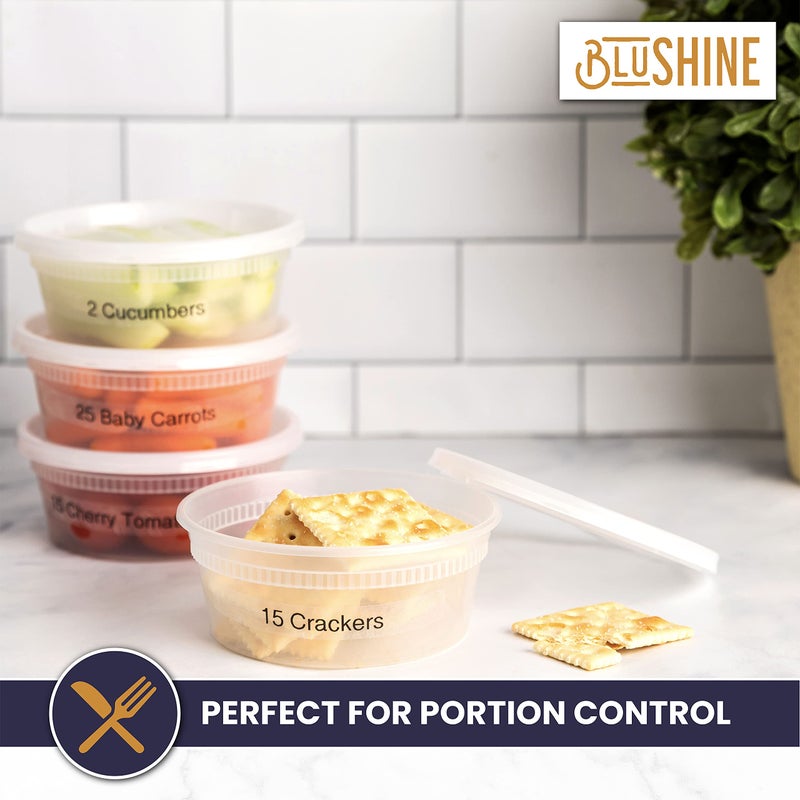BluShine [12 Sets - 64 oz.] Plastic Deli Food Storage Containers with Airtight Leak Proof Lids - Washable And Reusable - Recyclable BPA-Free - Microwave  Fridge  and Freezer Safe - Image 3