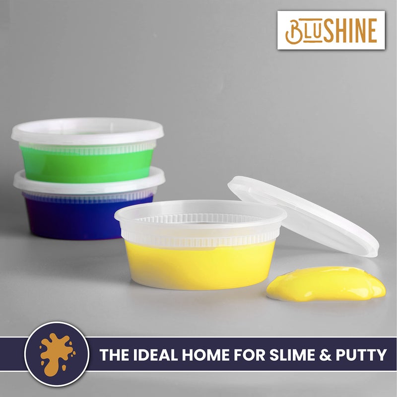 BluShine [12 Sets - 64 oz.] Plastic Deli Food Storage Containers with Airtight Leak Proof Lids - Washable And Reusable - Recyclable BPA-Free - Microwave  Fridge  and Freezer Safe - Image 5