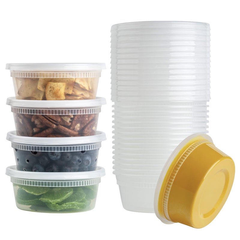 BluShine [12 Sets - 64 oz.] Plastic Deli Food Storage Containers with Airtight Leak Proof Lids - Washable And Reusable - Recyclable BPA-Free - Microwave  Fridge  and Freezer Safe - Image 1