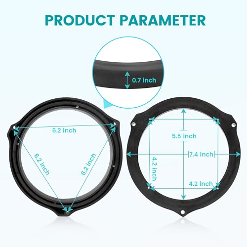 NuIth 6.5 Inch Front Rear Door Speaker Spacer W/Speaker Wiring Harness for 2012-2020 Ford Mustang/Fusion/Focus/Escape/Fiesta/Edge, 6.5” Speaker Adapter Kit for F150 Transit - Image 4