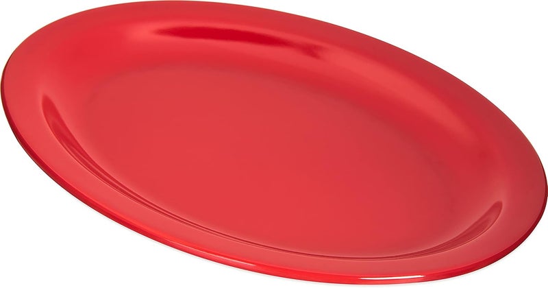 Carlisle FoodService Products Kingline Plastic Oval Platter Oval Tray for Home and Restaurant Melamine 12 x 9 Inches Red - Image 4