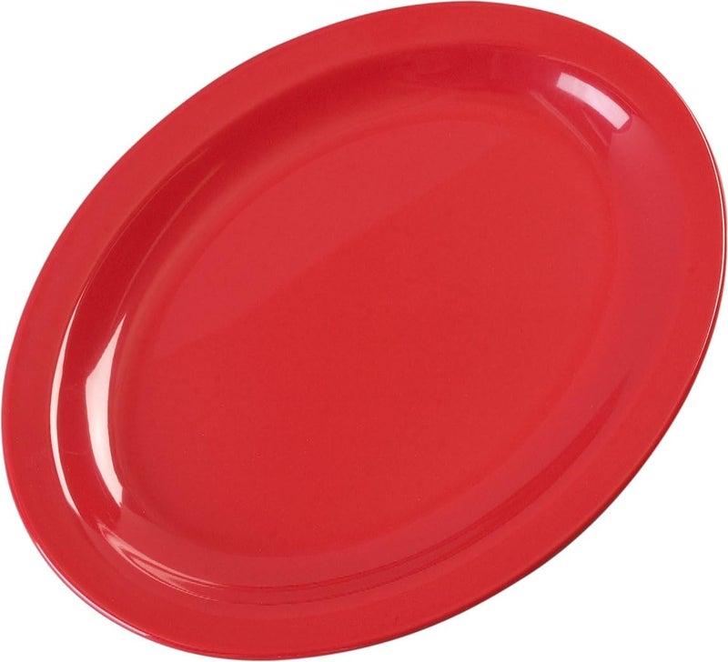 Carlisle FoodService Products Kingline Plastic Oval Platter Oval Tray for Home and Restaurant Melamine 12 x 9 Inches Red - Image 5