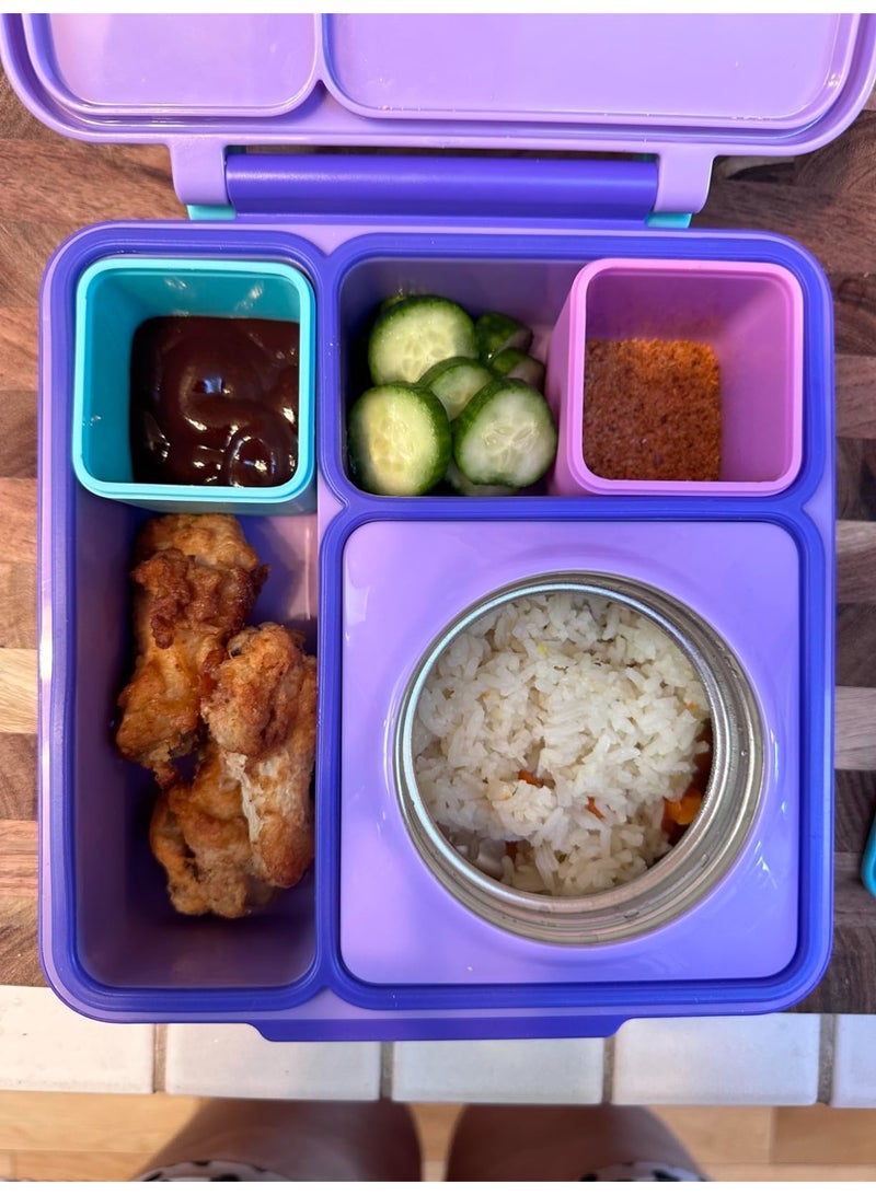 fantasize Bento Box Accessories, 4-Pack Silicone Dips Containers, Leakproof Salad Dressing Containers for Kids, 4.3oz/128ml Snack Condiment Containers with Lids, Sauce Cups for Lunch and Picnic - Image 4