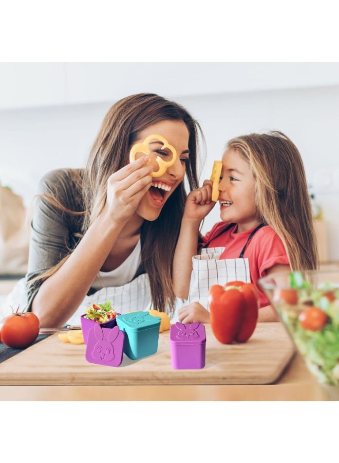 fantasize Bento Box Accessories, 4-Pack Silicone Dips Containers, Leakproof Salad Dressing Containers for Kids, 4.3oz/128ml Snack Condiment Containers with Lids, Sauce Cups for Lunch and Picnic - Image 5