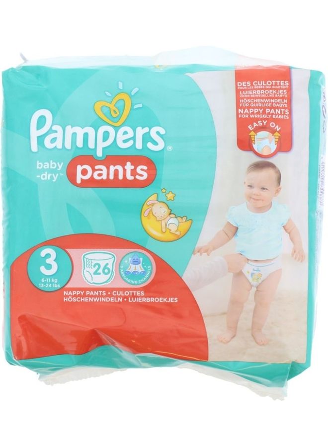 Pampers Baby Dry Nappy Pants Size 3 26'S 7-14Kg