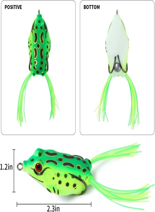 RAJry Weedless Fishing Hook Fish Top Water Frog Lure 5 Pcs Realistic Prop Frog Soft Swimbait Floating Bait with Weedless Hooks for Freshwater Saltwater - Image 2