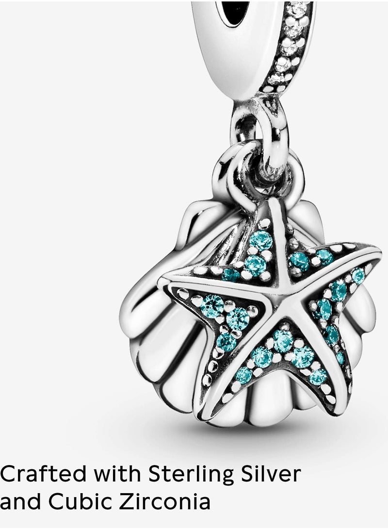 Pandora Violet - PANDORA Jewelry Starfish and Shell Pendant Cubic Zirconia Pendant 925 Sterling Silver - Image 1