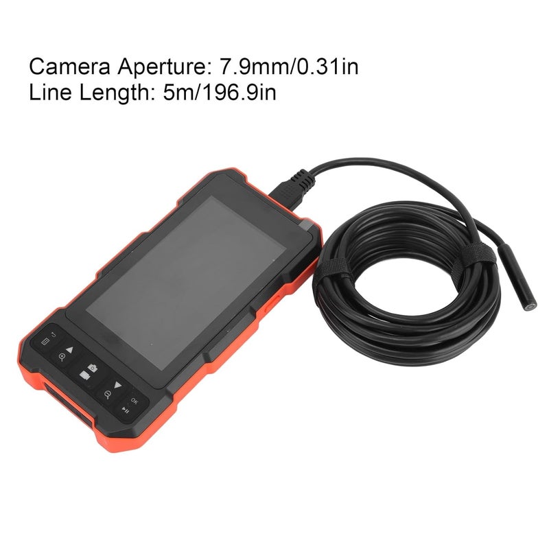 7.9mm Dual Lens Car Endoscope with 4.5in IPS Display, USB Charging, 5m Cable - IP67 Waterproof, Auxiliary LED Lights, Industrial Inspection Tool - Image 3