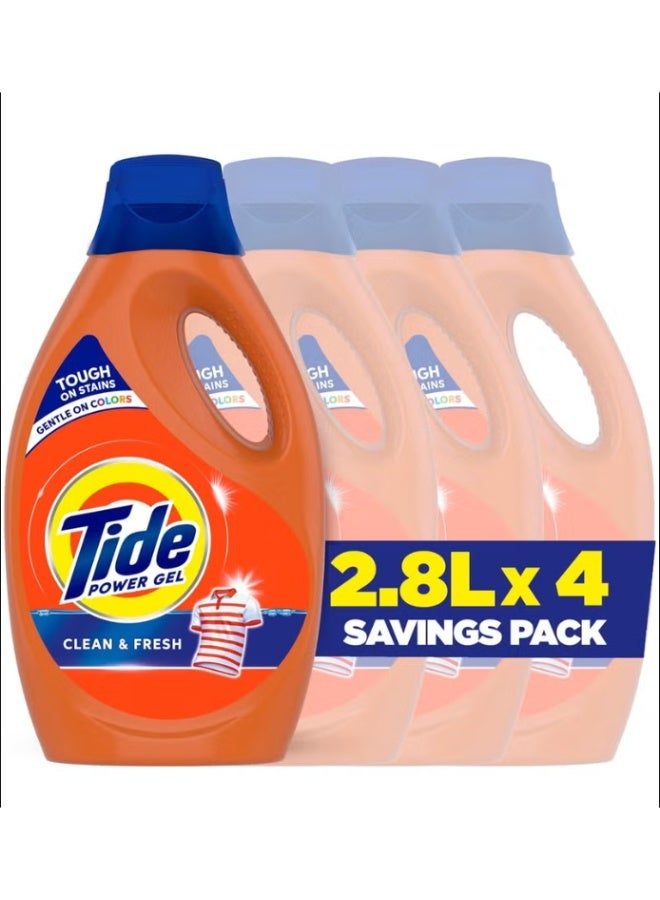 Tide Clean & Fresh Laundry Detergent Power Gel 2.8L x 4
