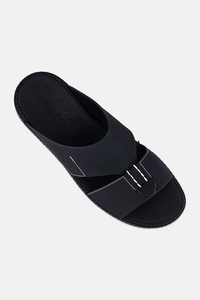 London Fog Men Slip On Arabic Sandals, Black - Image 4