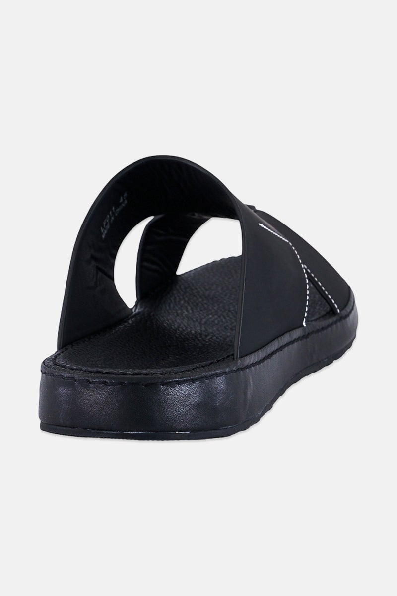 London Fog Men Slip On Arabic Sandals, Black - Image 3