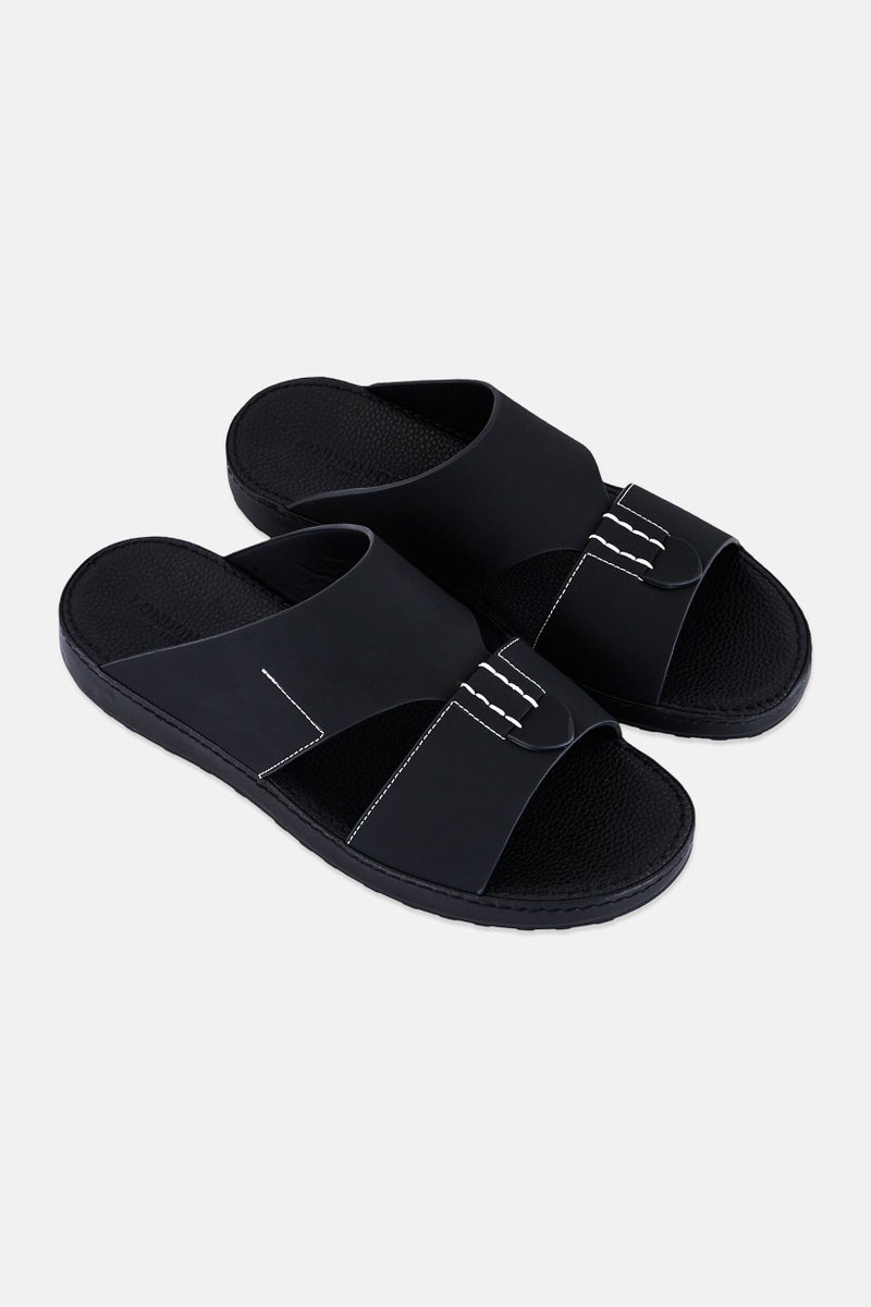 London Fog Men Slip On Arabic Sandals, Black - Image 2