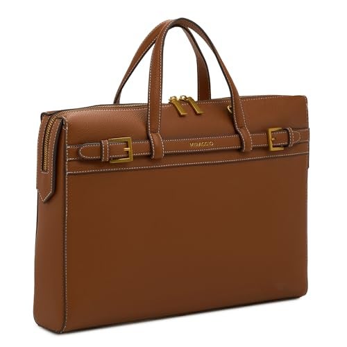 Miraggio Shalom Laptop Bag | 14 inch Padded Laptop Sleeve With Adjustable & Detahcable Strap | Unisex Laptop Bags For Office | Laptop Cover Bag (Brown) - Image 1