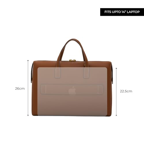 Miraggio Shalom Laptop Bag | 14 inch Padded Laptop Sleeve With Adjustable & Detahcable Strap | Unisex Laptop Bags For Office | Laptop Cover Bag (Brown) - Image 3