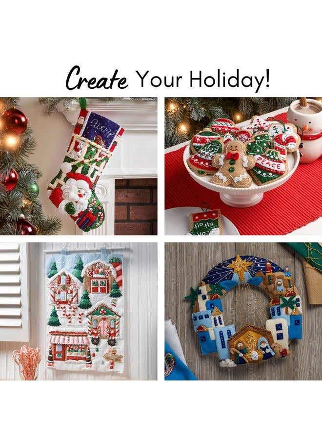 Bucilla Felt Applique 6 Piece Ornament Making Kit, Mandala Christmas, Perfect for DIY Arts and Crafts, 89499E - Image 5