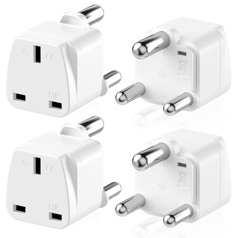 MANGO محول قابس من المملكة المتحدة إلى جنوب أفريقيا 4 عبوات 3 دبابيس نوع M مع حماية من الأرض لجنوب أفريقيا وسريلانكا