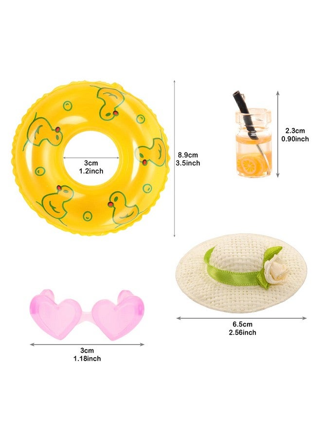 Miunana Mini 5.3 Inch6 Inch Doll Clothes And Accessories 6 Beach Swimsuits 3 Dresses With 2 Swimming Rings 2 Drinks 2 Hats 2 Glasses 2 Shoes  - Image 4