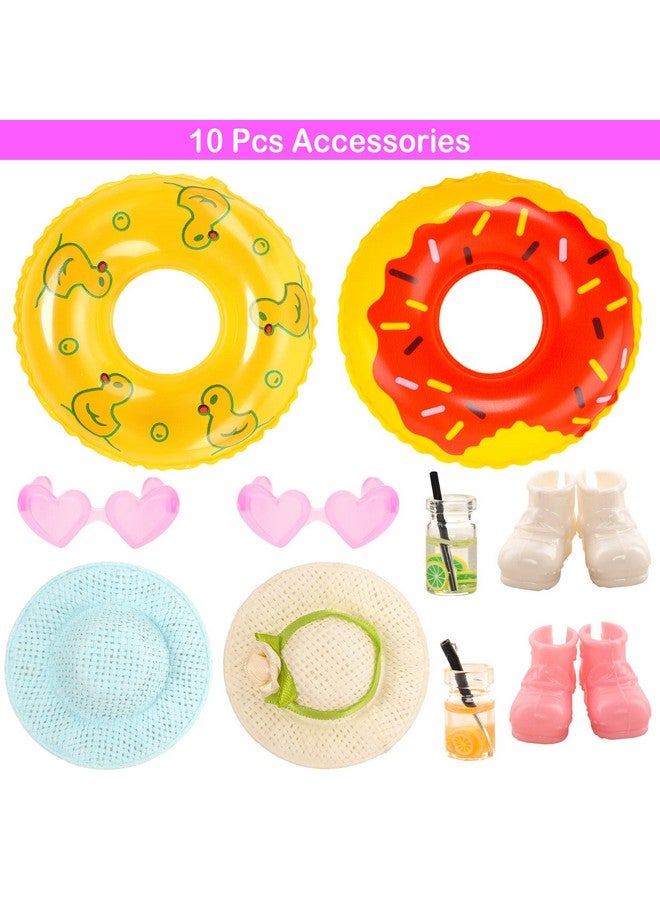 Miunana Mini 5.3 Inch6 Inch Doll Clothes And Accessories 6 Beach Swimsuits 3 Dresses With 2 Swimming Rings 2 Drinks 2 Hats 2 Glasses 2 Shoes  - Image 5