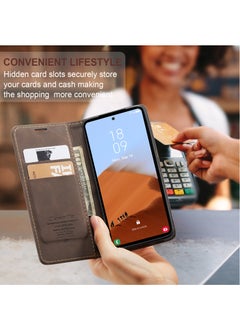 CaseMe For Samsung Galaxy S23 FE Cover,  Magnetic Adsorption Full Body Shockproof Protective Flip Cover, PU Leather Hidden Stand Mobile Phone Case  - Image 3