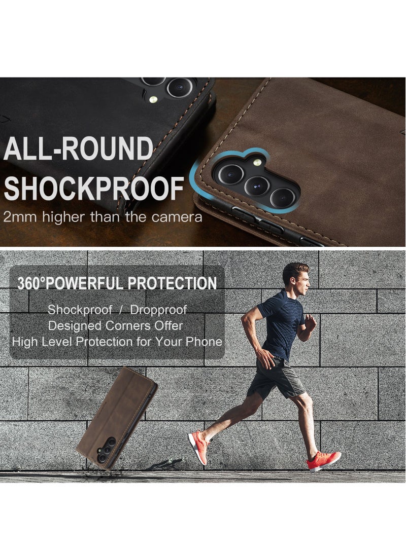 CaseMe For Samsung Galaxy S23 FE Cover,  Magnetic Adsorption Full Body Shockproof Protective Flip Cover, PU Leather Hidden Stand Mobile Phone Case - Image 5