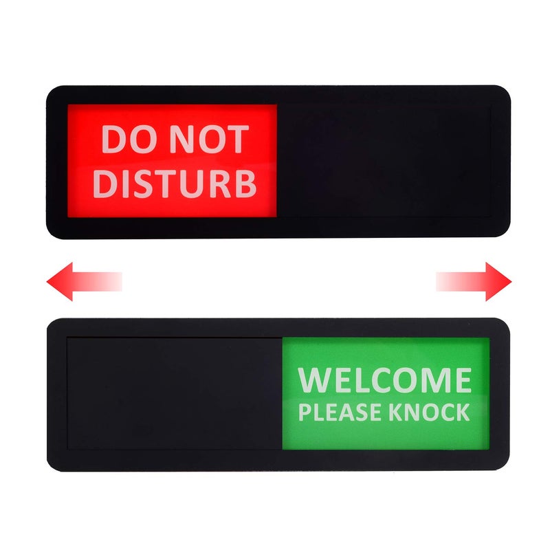 Kichwit Privacy Sign for Office Door, Do Not Disturb Sign, Welcome Please Knock, Black, 8.2 x 2.8 Inches - Image 2