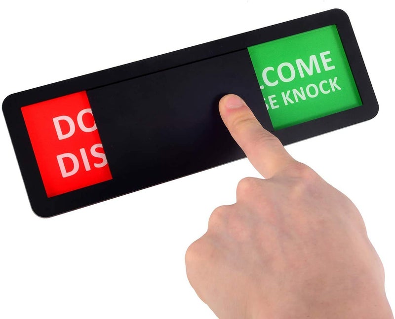 Kichwit Privacy Sign for Office Door, Do Not Disturb Sign, Welcome Please Knock, Black, 8.2 x 2.8 Inches - Image 3