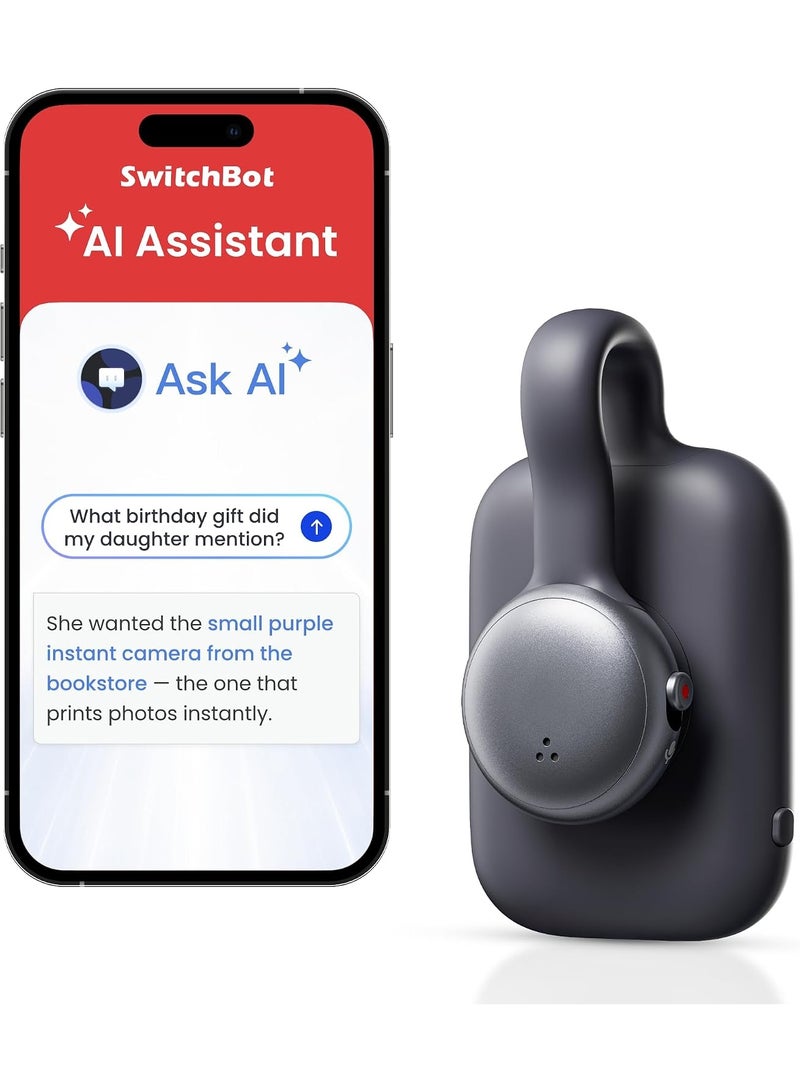 SwitchBot AI MindClip 64GB Wearable AI Voice Recorder, Smart Meeting Note Taker with AI Speech Recognition, Voice-to-Text Transcription, AI Writing Assistant, Digital Dictation Device, 300 Minutes Free Monthly AI Service - Image 1