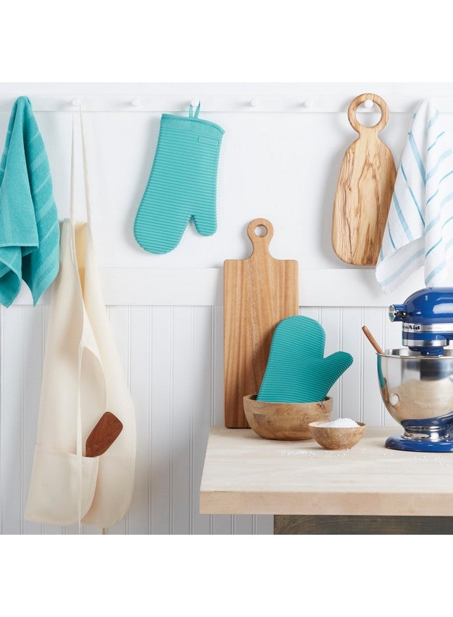 KitchenAid KitchenAid Ribbed Soft Silicone Oven Mitt Set, 7"x13", Aqua Sky 2 Count  - Image 2