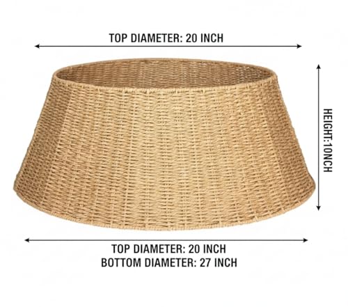 Kordes 27in Farmhouse Christmas Tree Collar - Tree Basket - Natural Woven - Base Cover for Christmas Tree - Tree Skirt - Tree Ring - Image 2