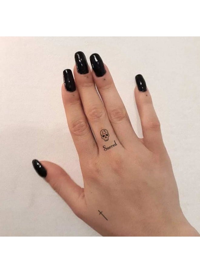CARGEN Minimalist Realistic Temporary Tattoos - 2 Sheets 160+ PCS Alphabet Letter Literature Script Cross Crown Temporary Tattoos Fake Tattoos Great for Adults Women Men Kids on Fingers - Image 4