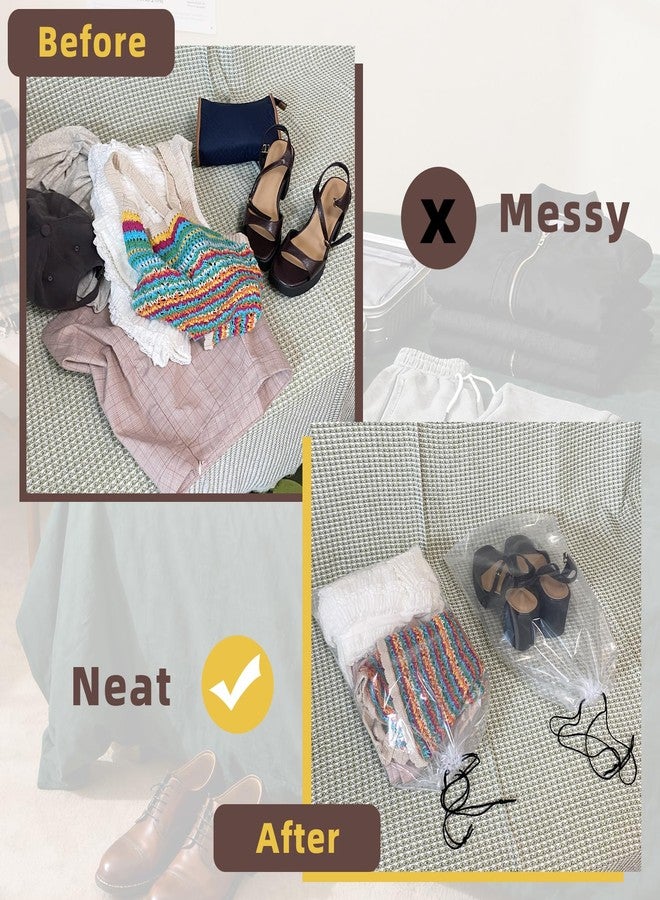 LazyMe 100 Pack Clear Shoe Bags for Travel, 12"x18" Large Travel Shoe Bags for Storage and Packing, Waterproof Drawstring Shoe Bag for Traveling, Bulk Travel Essentials for Men and Women - Image 4