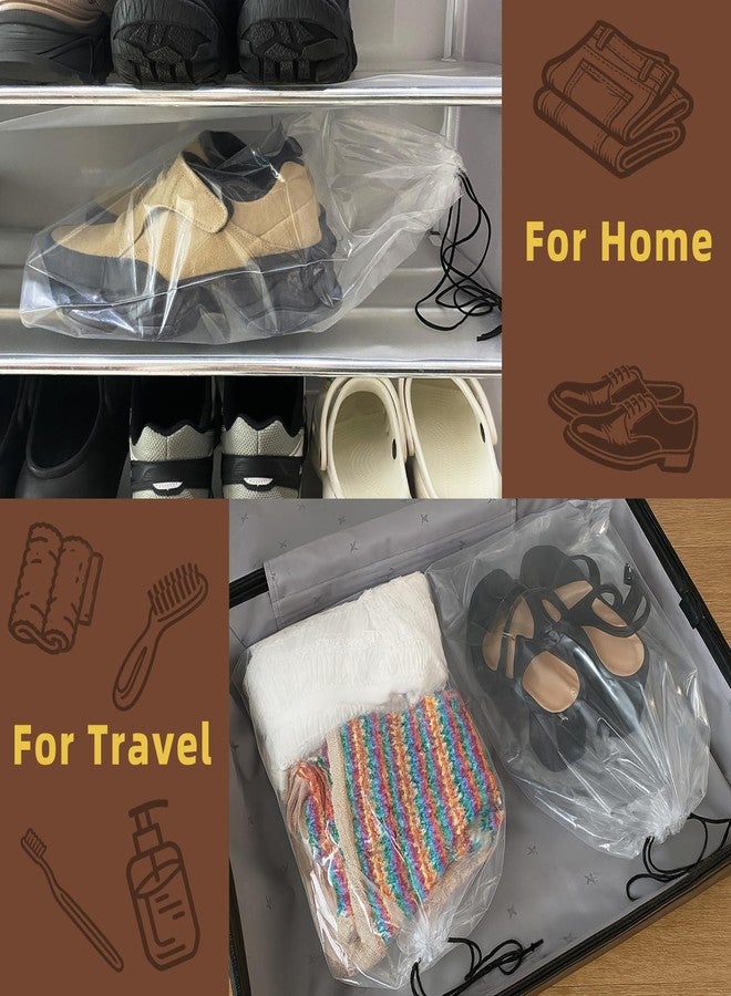 LazyMe 100 Pack Clear Shoe Bags for Travel, 12"x18" Large Travel Shoe Bags for Storage and Packing, Waterproof Drawstring Shoe Bag for Traveling, Bulk Travel Essentials for Men and Women - Image 5