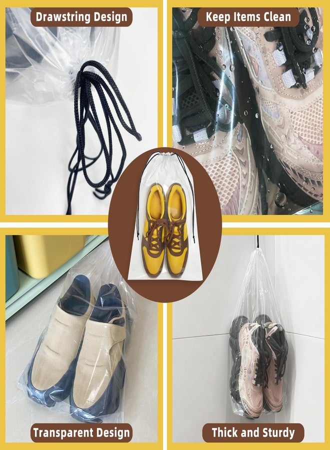 LazyMe 100 Pack Clear Shoe Bags for Travel, 12"x18" Large Travel Shoe Bags for Storage and Packing, Waterproof Drawstring Shoe Bag for Traveling, Bulk Travel Essentials for Men and Women - Image 3