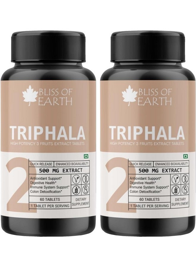 Bliss of Earth High Potency Triphala Extract Tablets 500mg With Quick Release & Enhanced Bioavailability, Digestive Health & Constipation Relief Support, 60 Tablets (Pack of 2) - Image 1
